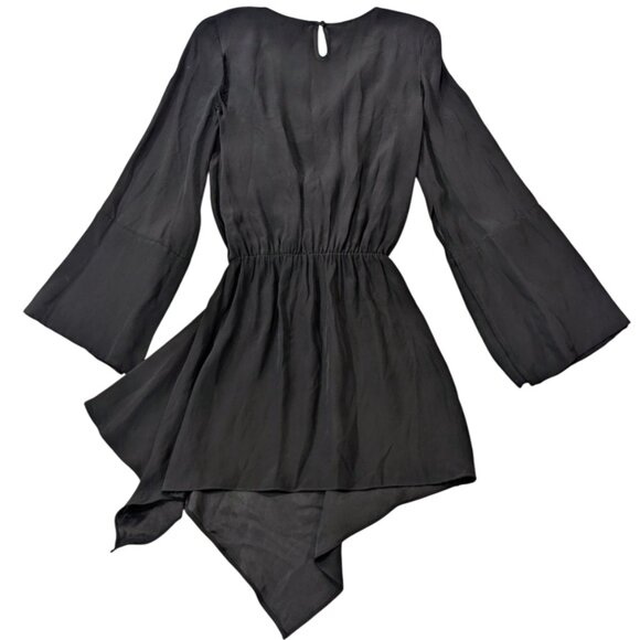 BLESS'ED ARE THE MEEK Split Bell Sleeve Dress 2 Asymmetrical V-Neck Surplice - Picture 2 of 9
